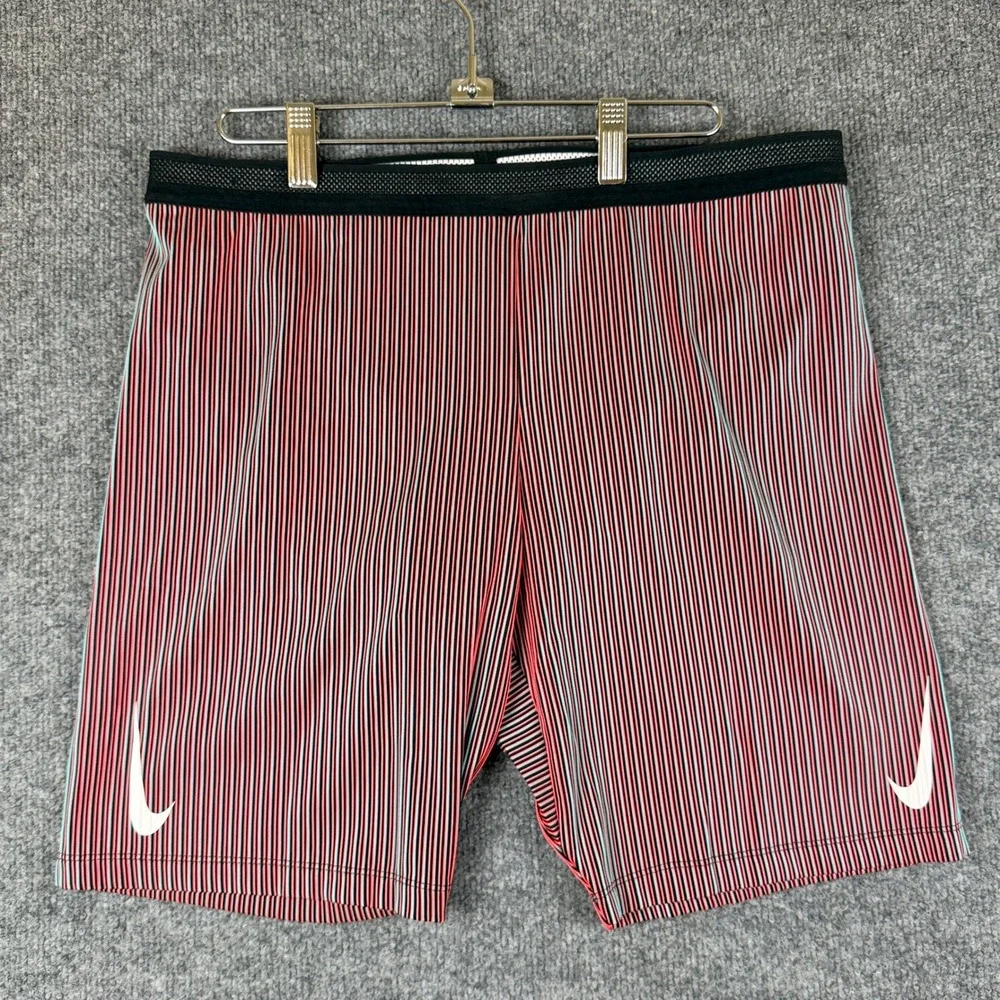 Nike AeroSwift 1/4 Length Running Tights Shorts Mens XL Red Blue Racing CJ7843